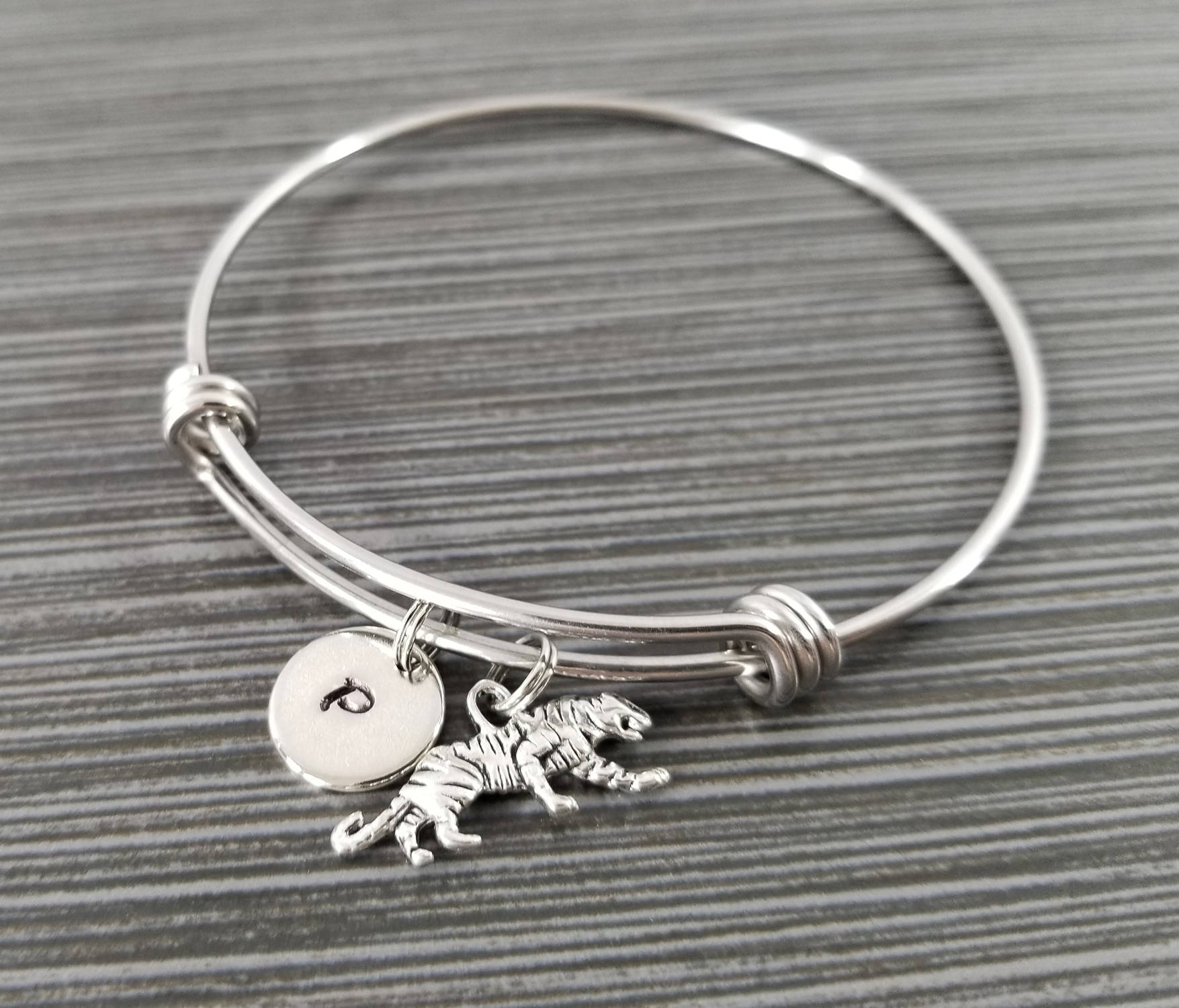 Tiger Bangle Tiger Charm Bracelet Adjustable Bangle Etsy