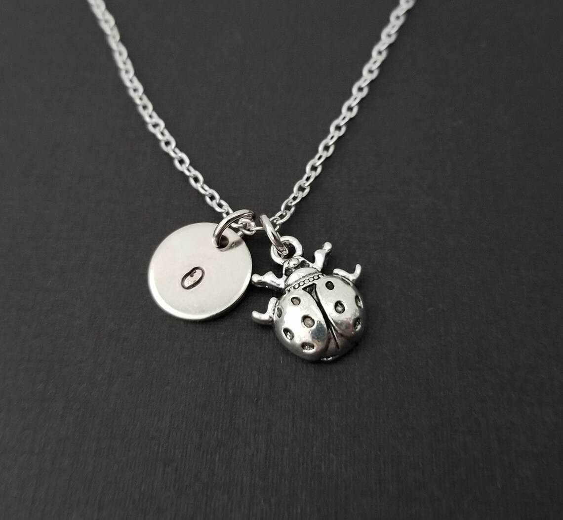 Silver Ladybug Necklace Ladybug Charm Pendant Personalized Etsy