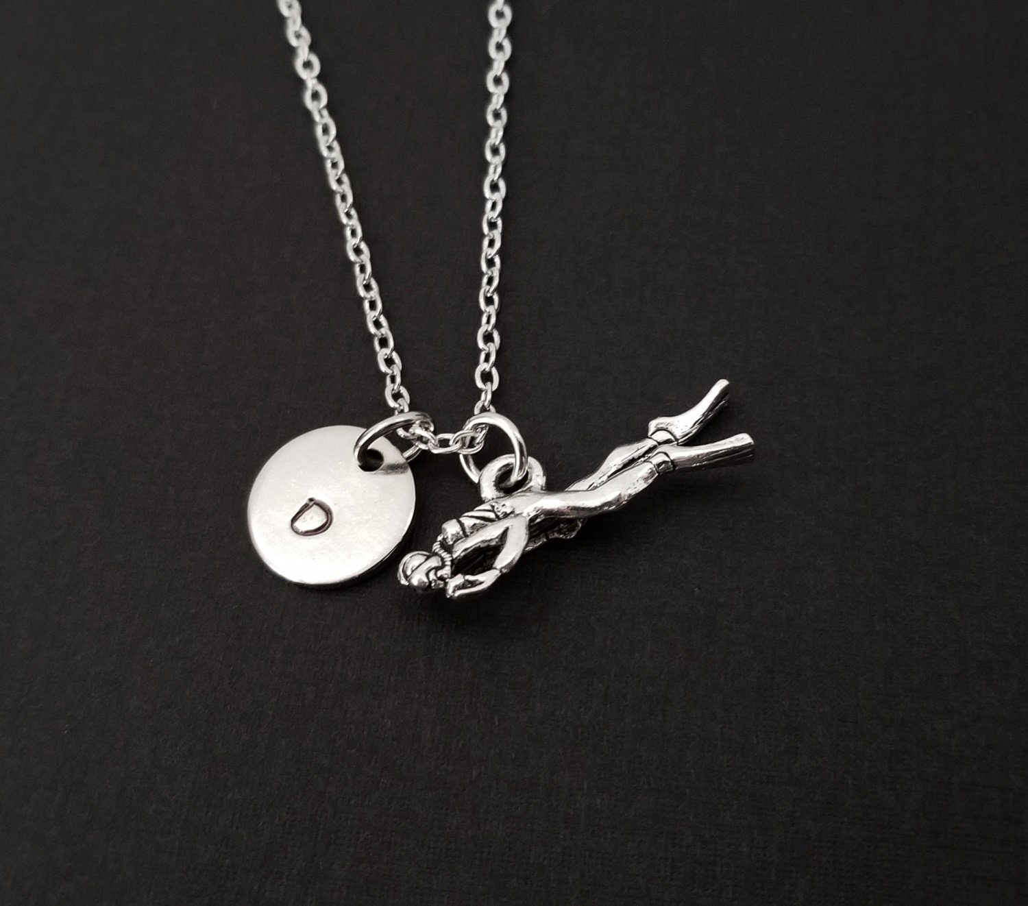 Silver Scuba Diving Necklace Scuba Diver Necklace Etsy UK
