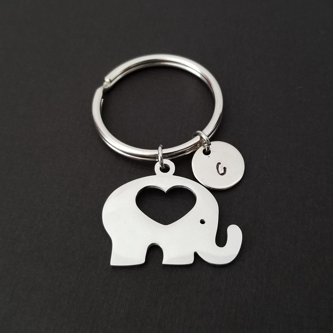 Elephant Keychain Custom Gift Silver Keychain Gift for Etsy