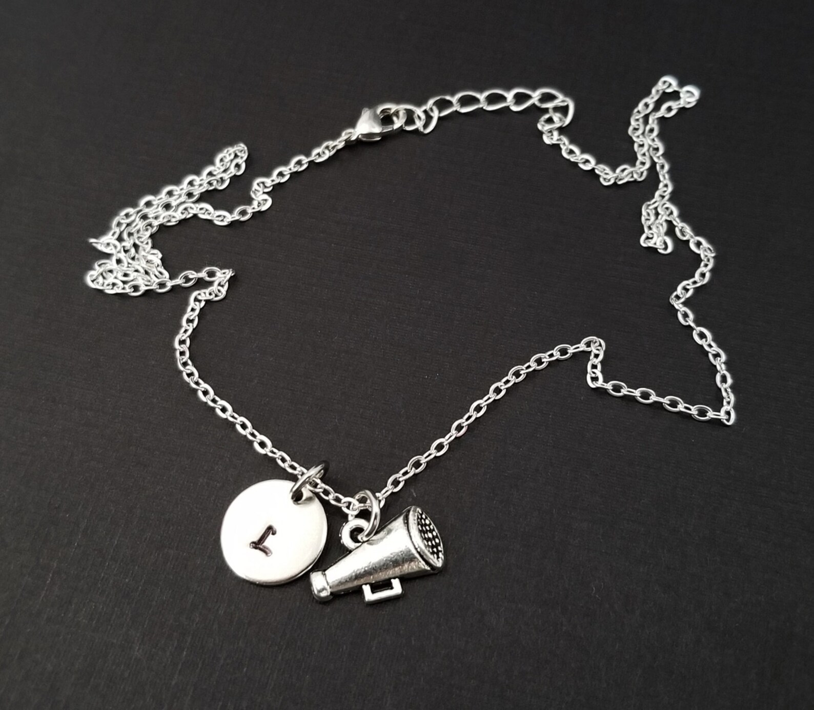 Cheerleader Necklace Cheer Megaphone Necklace Personalized Etsy