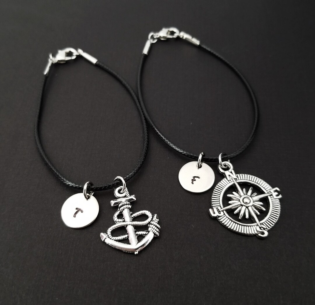 Two Cord Charm Bracelets Cord Bracelet Black Bracelet Set Etsy