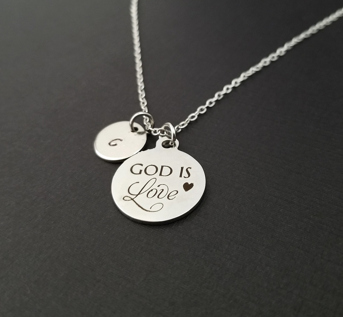 God is Love Necklace Religious Necklace Cross Necklace Etsy