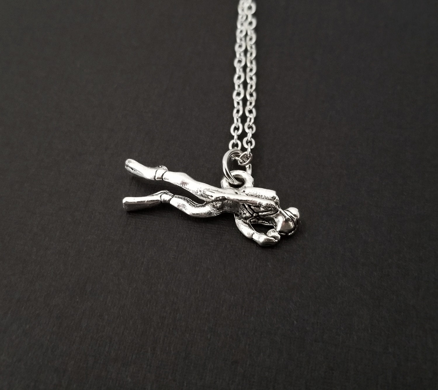 Silver Scuba Diving Necklace Scuba Diver Necklace Etsy UK