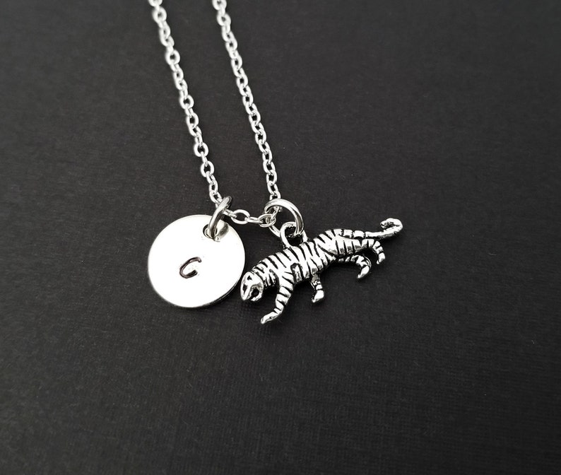 Silver Tiger Necklace Tiger Charm Necklace Personalized Etsy