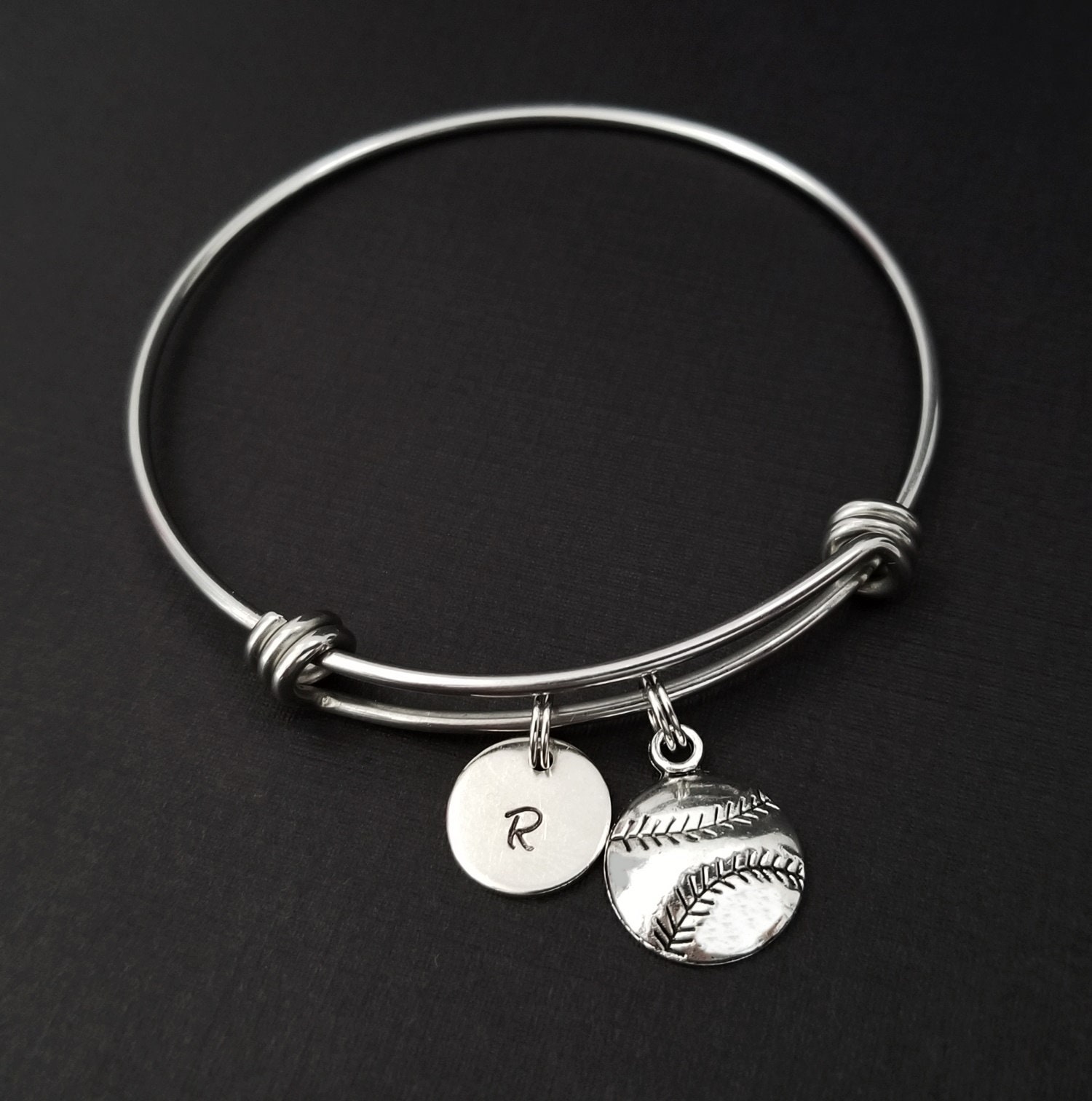 Baseball Bracelet Expandable Bangle Baseball Charm Etsy