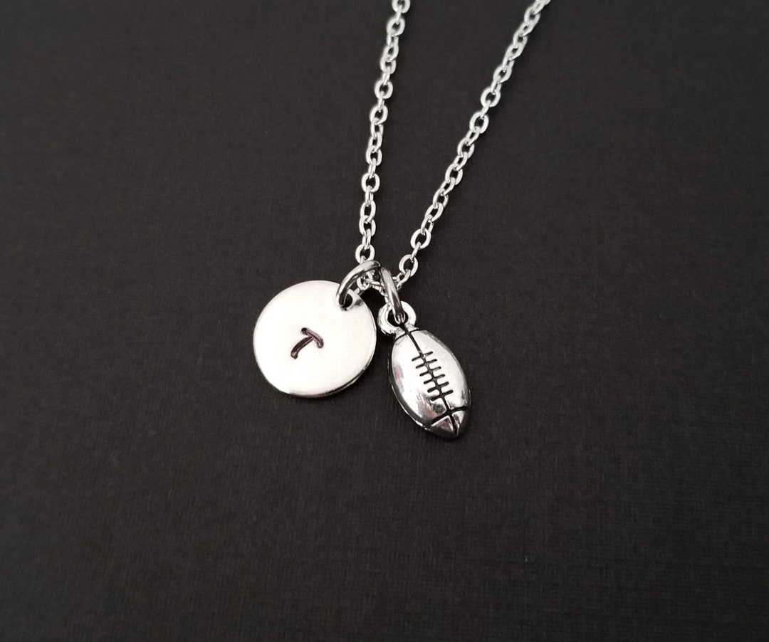 Silver Football Necklace Football Necklace Personalized Necklace Custom