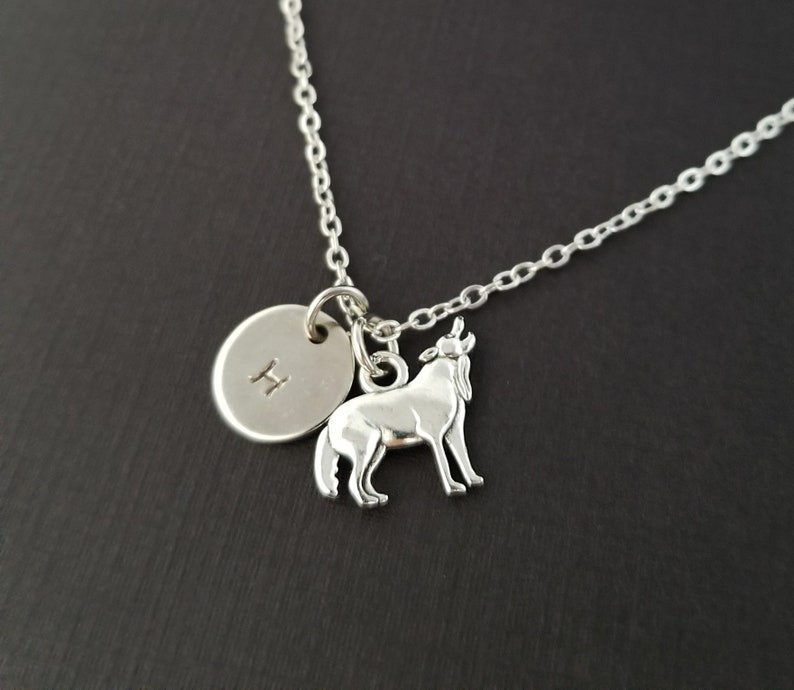 Silver Wolf Necklace Wolf Charm Necklace Personalized Necklace Custom Gift Initial Necklace Wolf Jewelry Best Friend Gift image 1