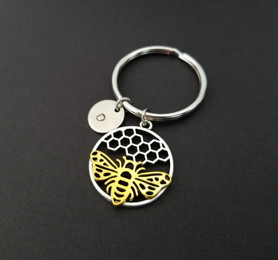 Honey Bee Keychain Custom Gift Keychain Gift Etsy