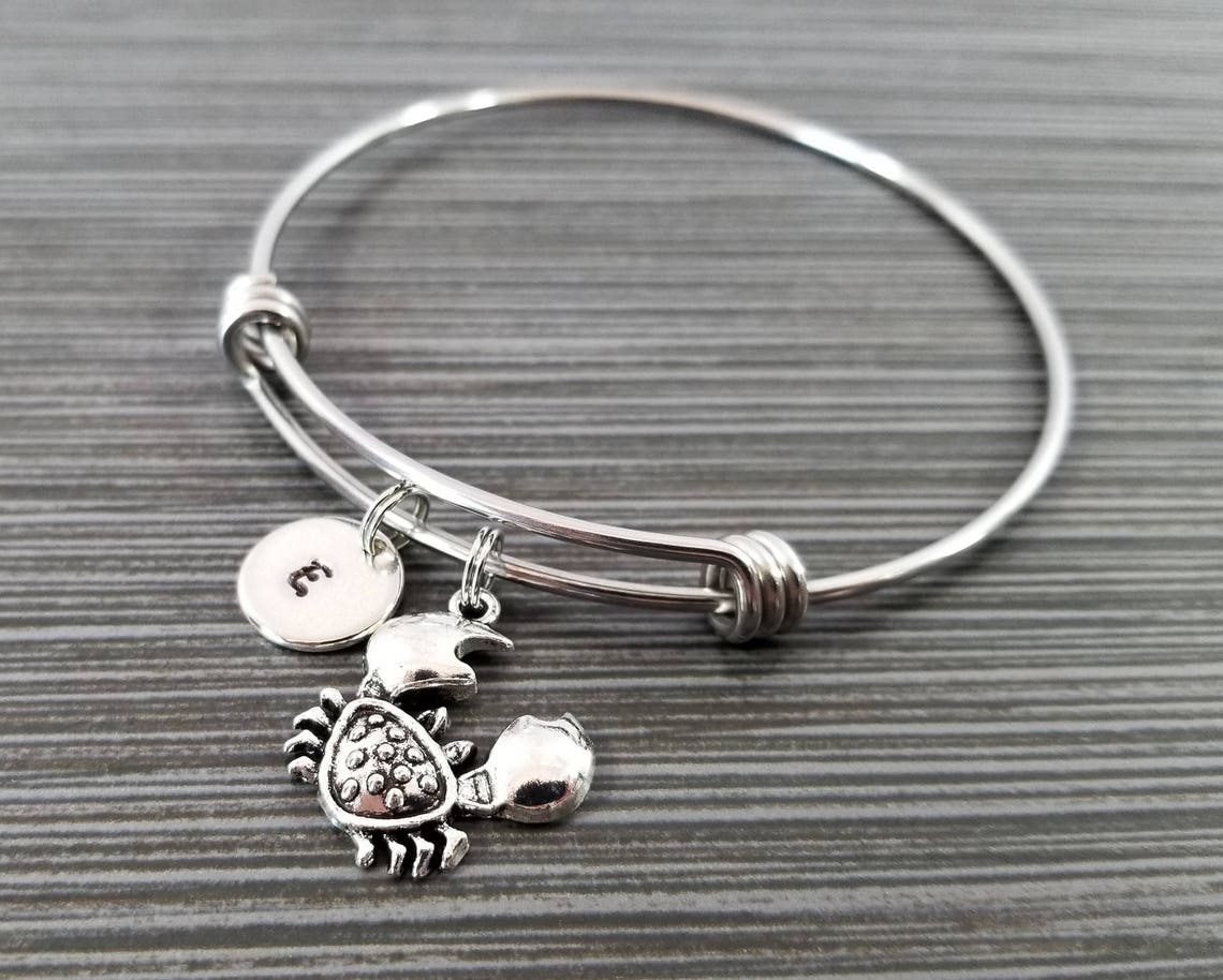 Textured Crab Charm Bangle