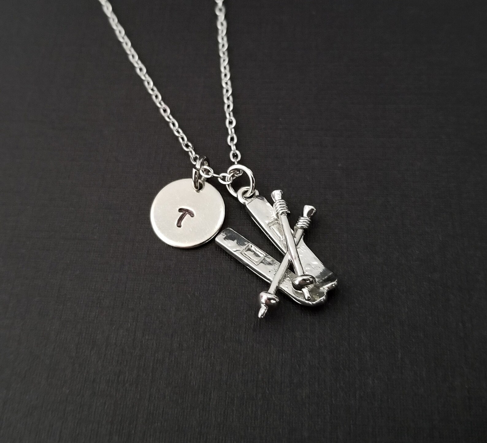 Skiing Necklace Ski Necklace Personalized Necklace Etsy