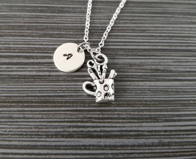 Custom Gift Secretary Charm Necklace Artist Gift Initial Necklace Silver Artist Necklace Personalized Necklace