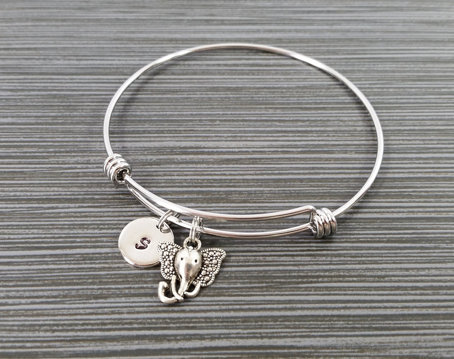 Elephant Bangle Elephant Charm Bracelet Expandable Bangle | Etsy