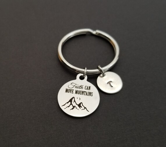 Faith Can Move Mountains Keychain Faith Keychain Custom Gift Bible Verse Keychain Religious Key Chain Gift for Mom Christian Etsy France