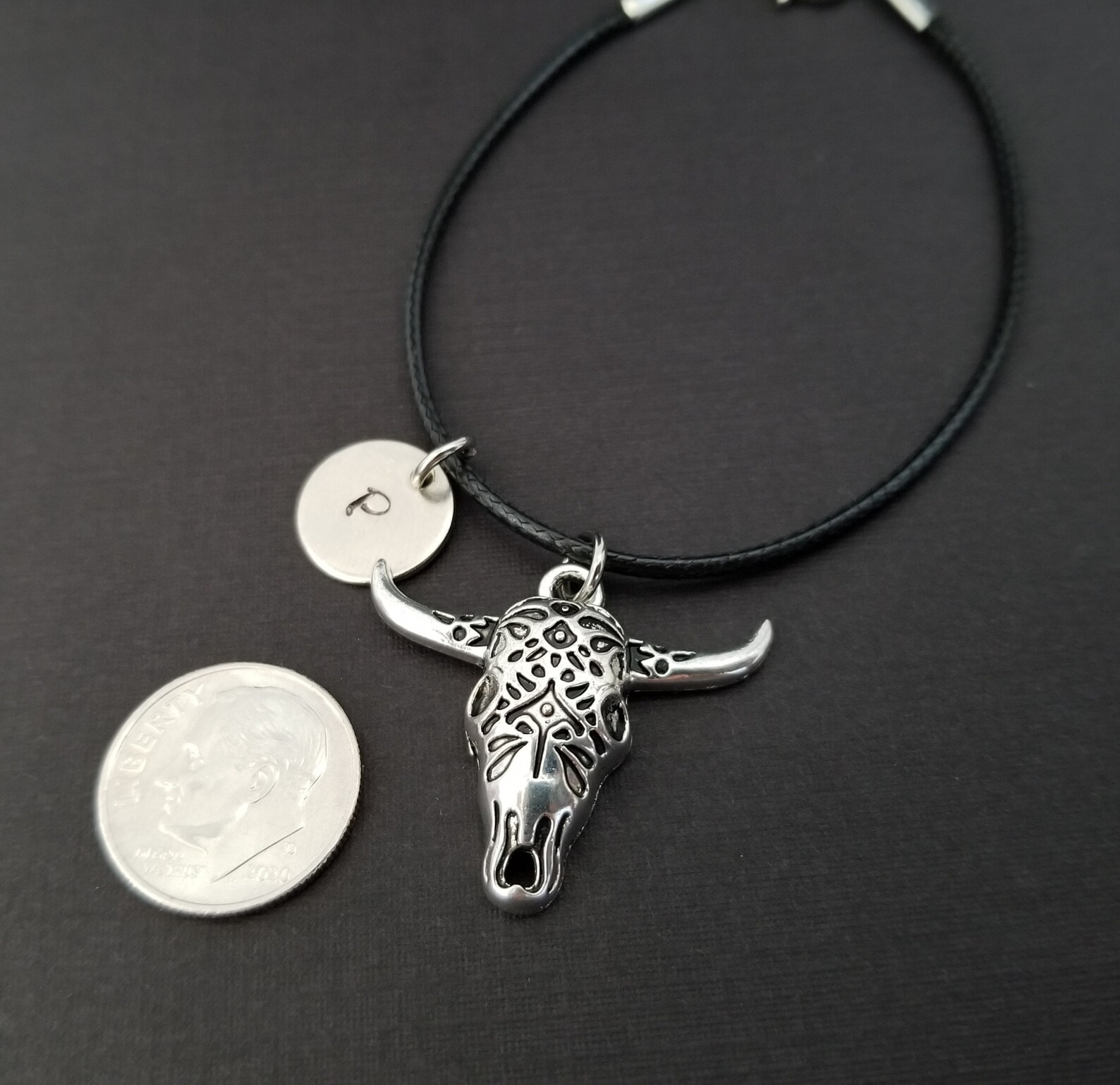 Cow Skull Charm Bracelet Cord Bracelet Cow Skull Bracelet Etsy