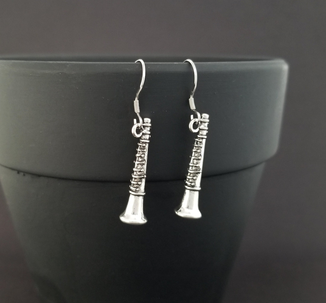 Earrings Dainty Woodwind Charm Earrings Music Etsy