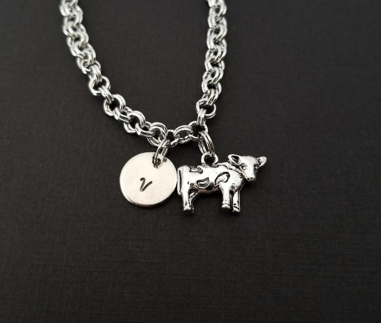 Cow Charm Bracelet Cow Bracelet Cow Jewelry Best Friends Etsy