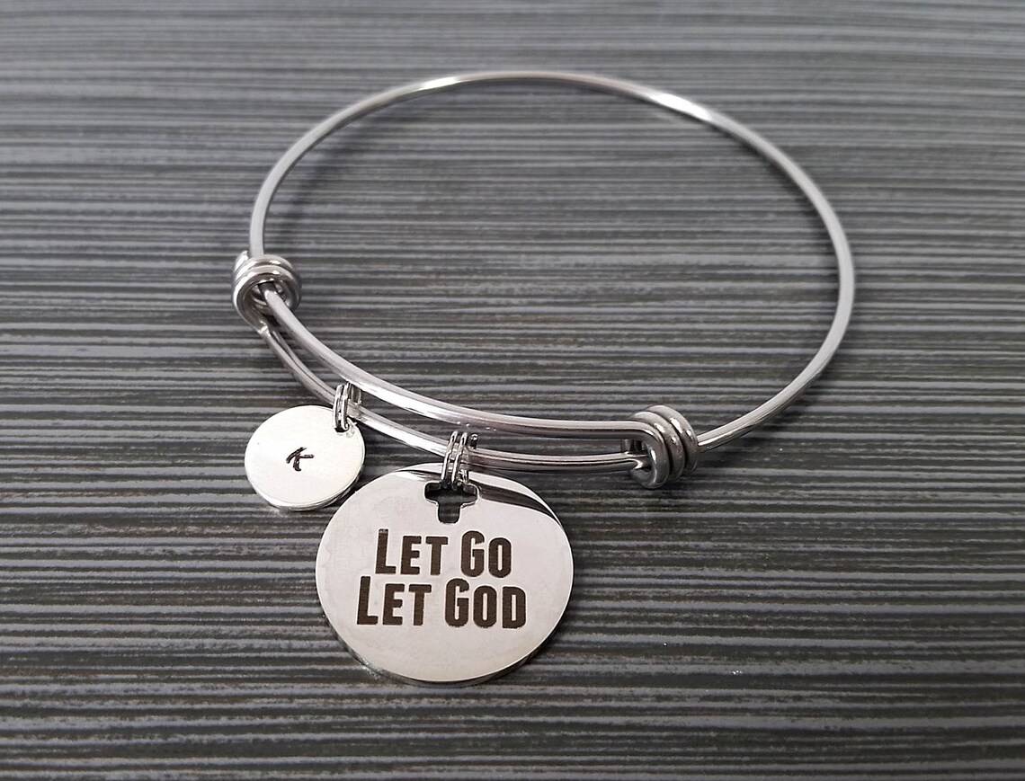 Let Go Let God Bracelet Faith Bangle Expandable Charm Etsy