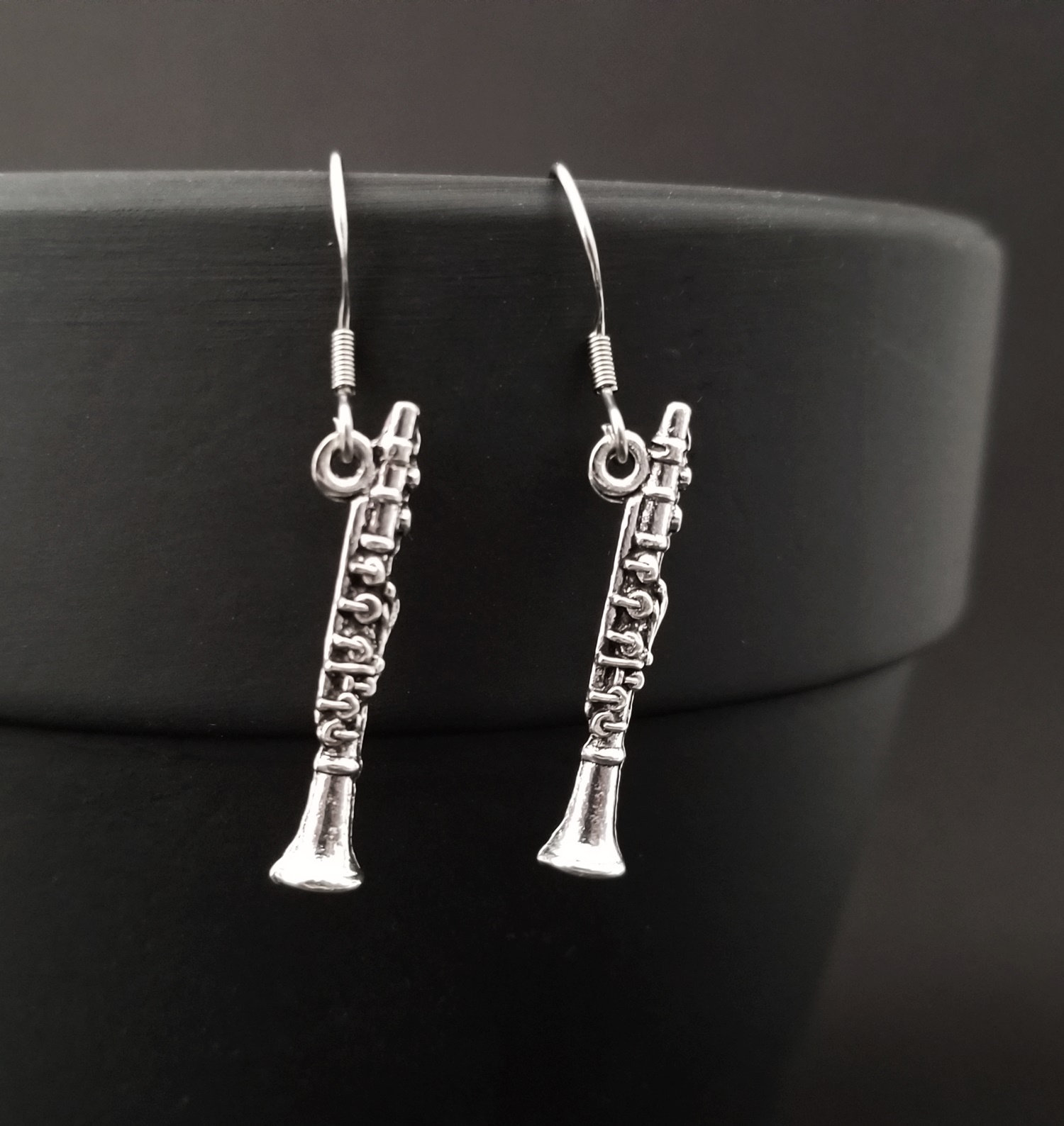 Earrings Dainty Woodwind Charm Earrings Music Etsy