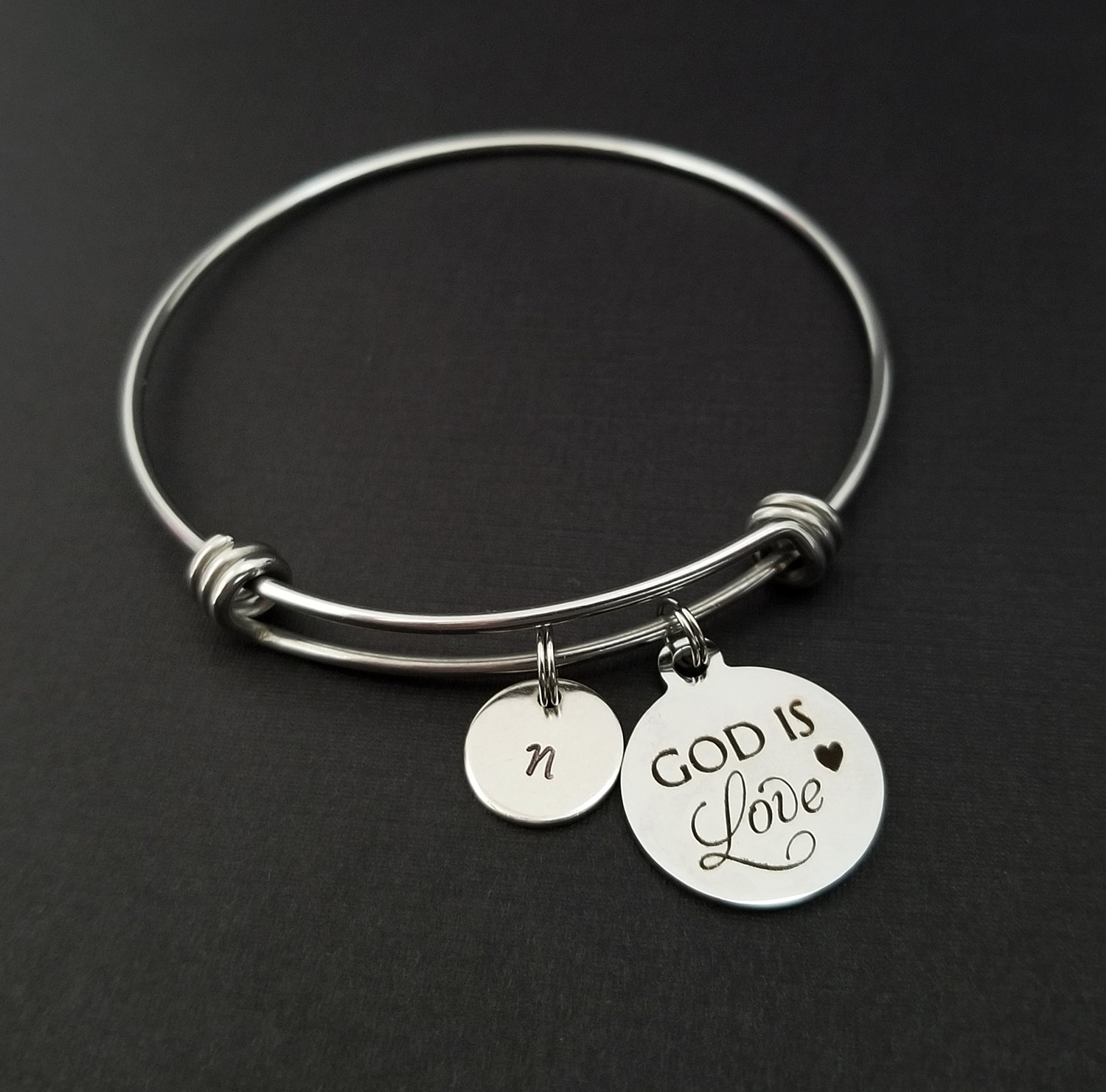 God is Love Bracelet Christian Bangle Expandable Charm Etsy