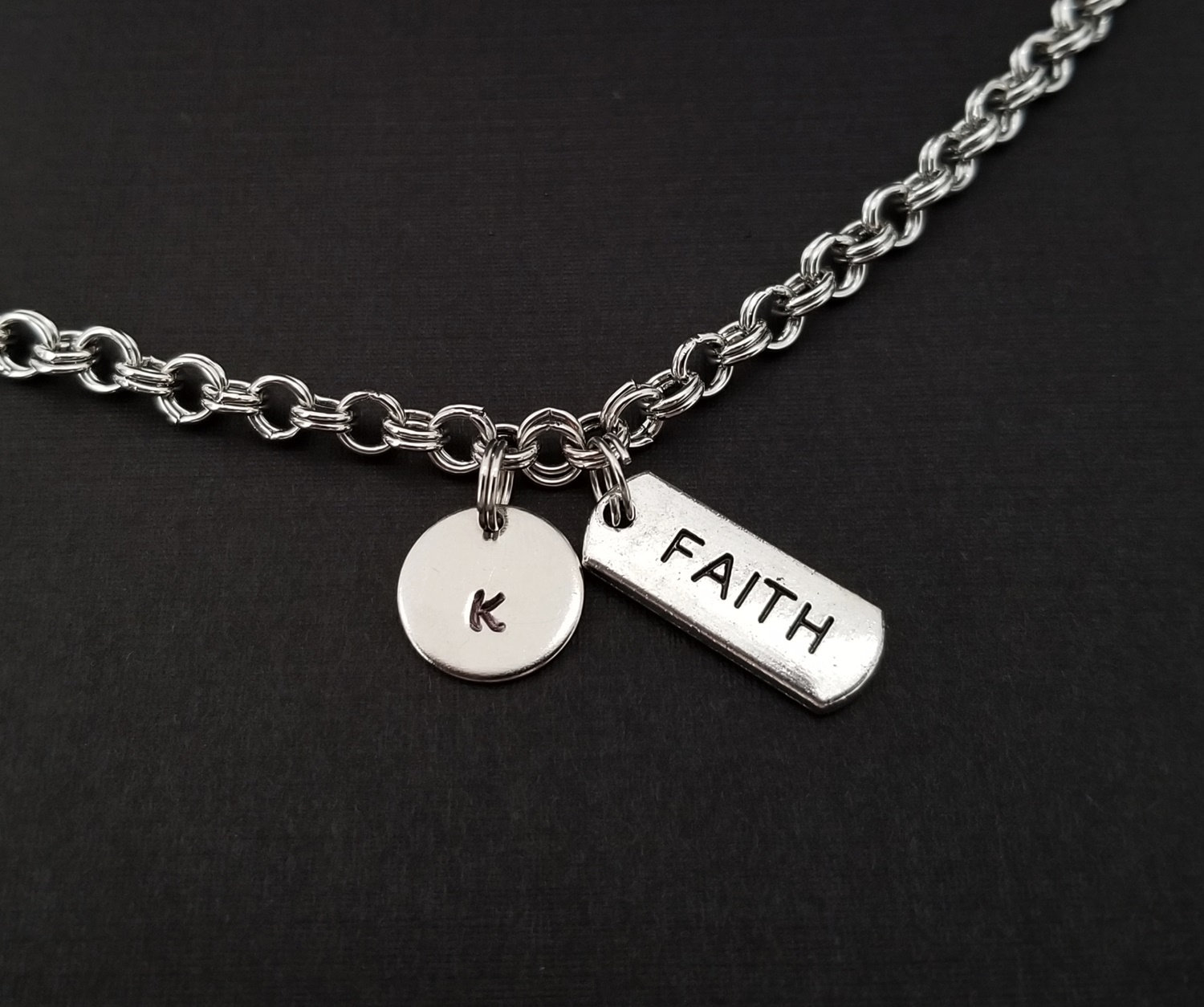 Faith Bracelet Inspirational Charm Bracelet Initial Etsy