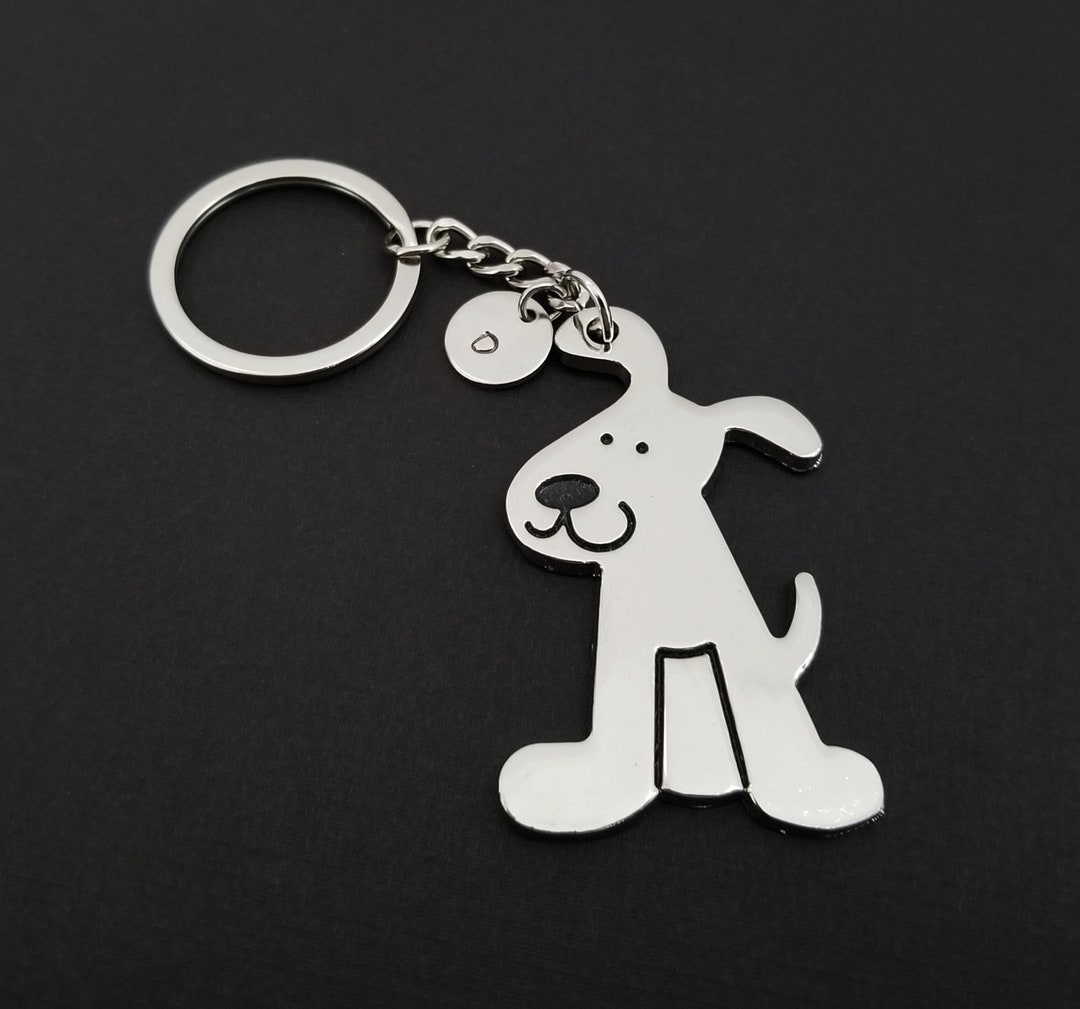 Silver Dog Keychain Puppy Key Chain Dog Lover Keyring Etsy