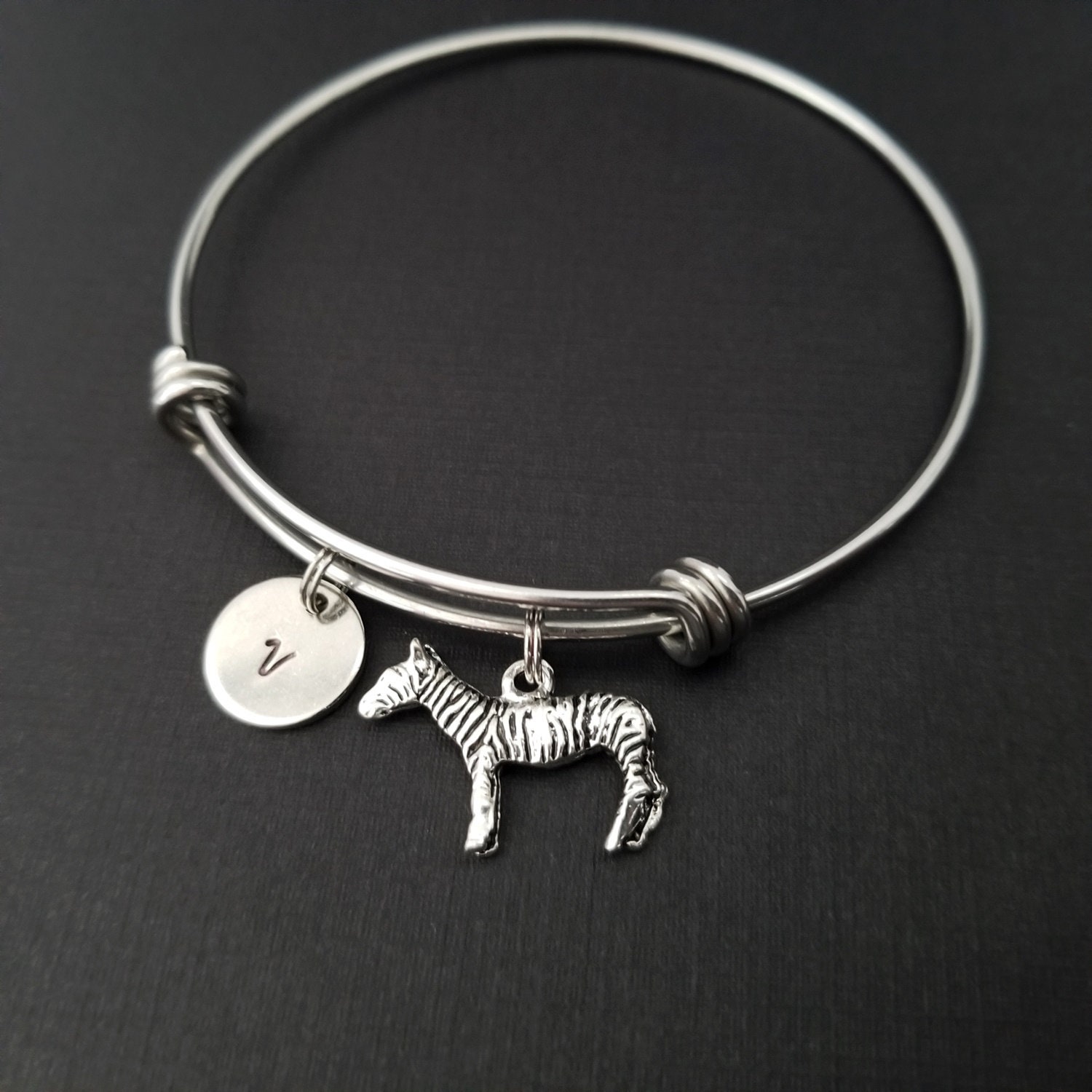 Zebra Bangle Bracelet Zebra Charm Bracelet Expandable Etsy
