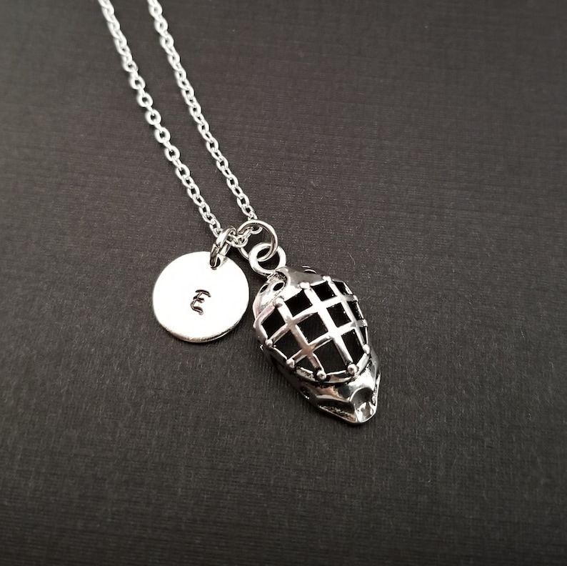 Ice Hockey Mask Necklace Goalie Mask Necklace Hockey Charm Necklace Sports Necklace Personalized Necklace Custom Initial Necklace