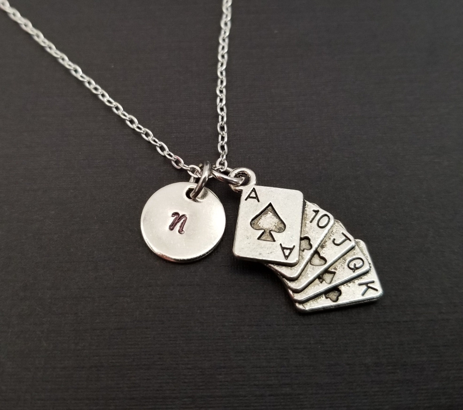 Poker Necklace Playing Card Necklace Personalized Necklace Etsy