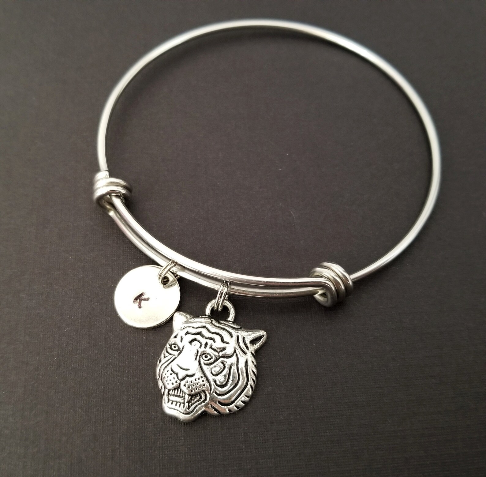 Tiger Bangle Tiger Charm Bracelet Adjustable Bangle Etsy UK