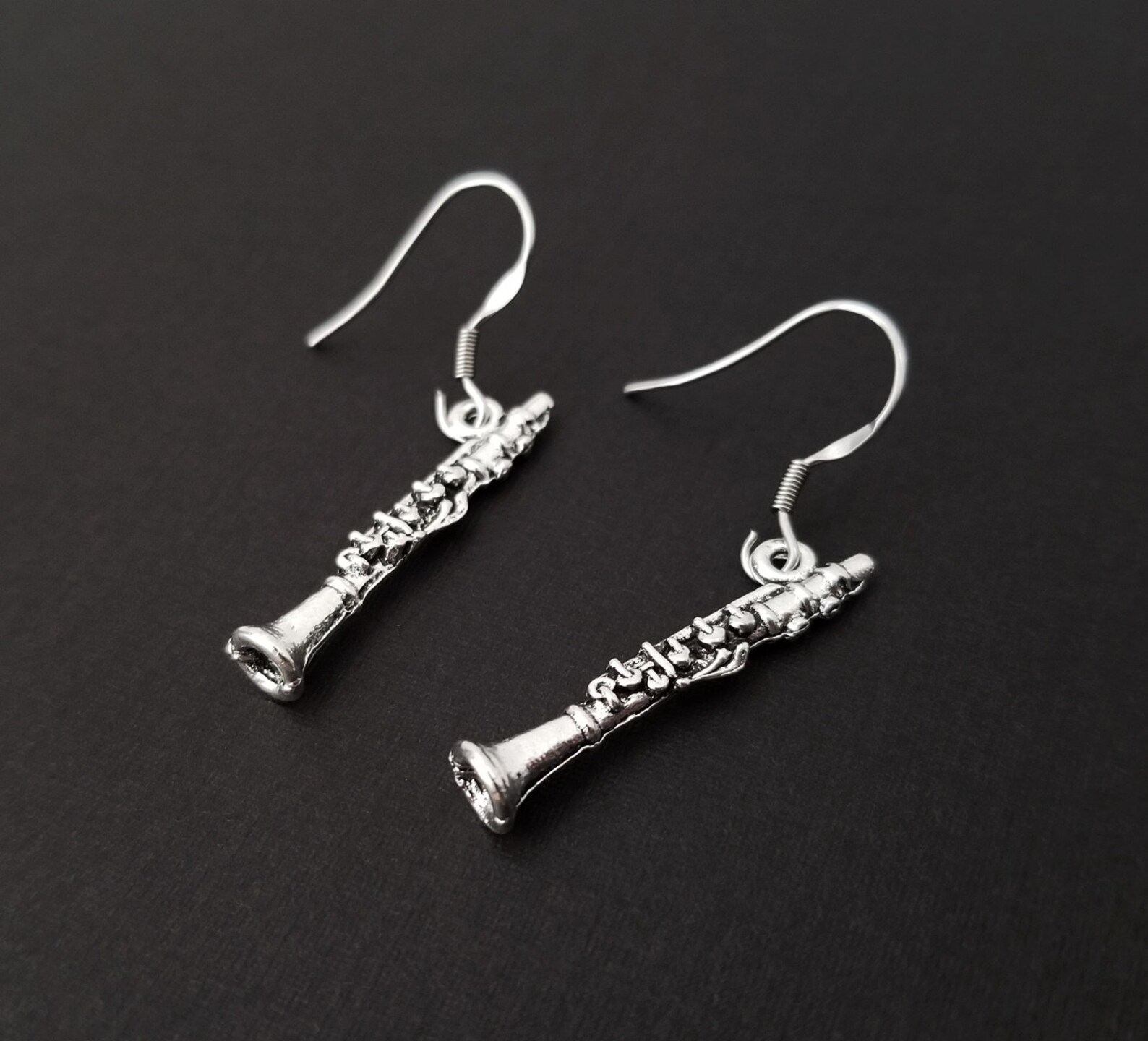 Earrings Dainty Woodwind Charm Earrings Music Etsy