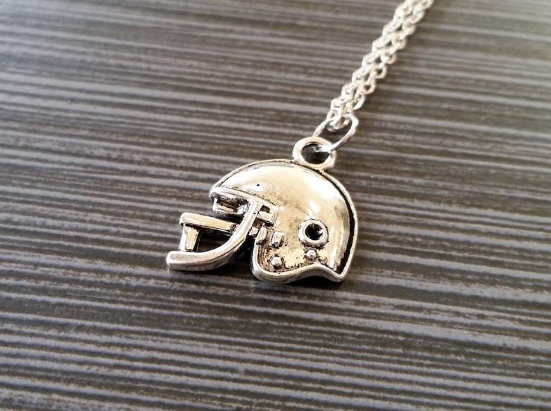 Silver Football Helmet Necklace Football Necklace Etsy