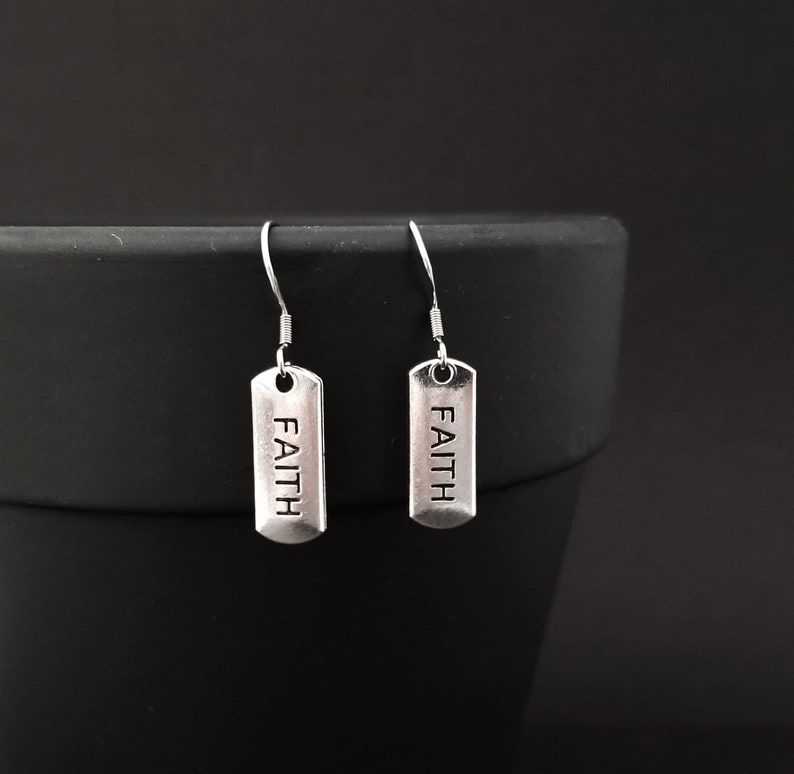 Faith Earrings Christian Faith Charm Earrings Earrings Etsy