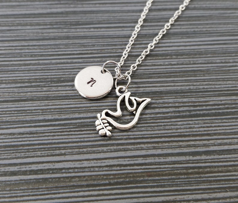 Silver Dove Necklace Dove Charm Pendant Personalized Etsy