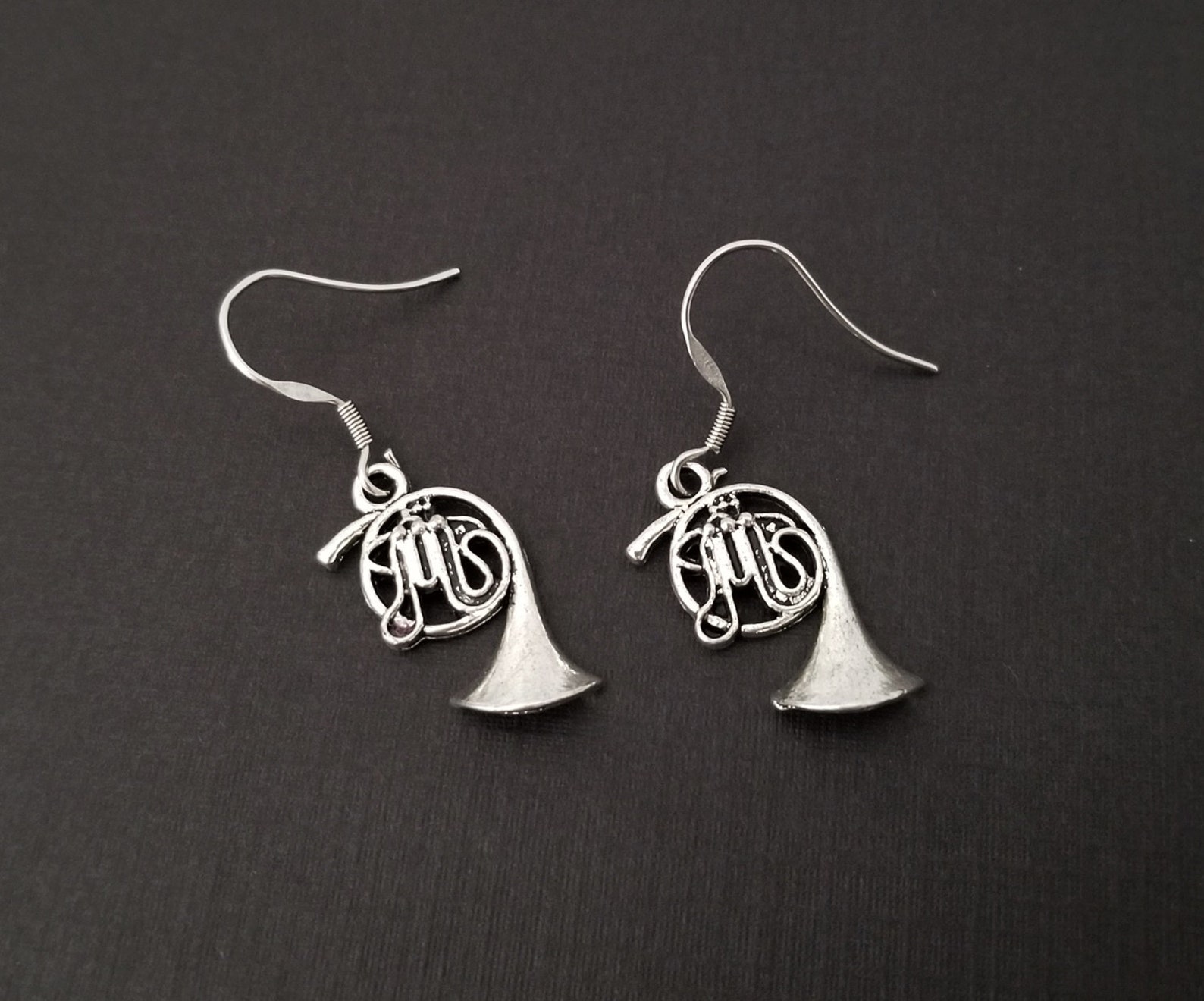French Horn Earrings French Horn Charm Earrings Music Gift Etsy