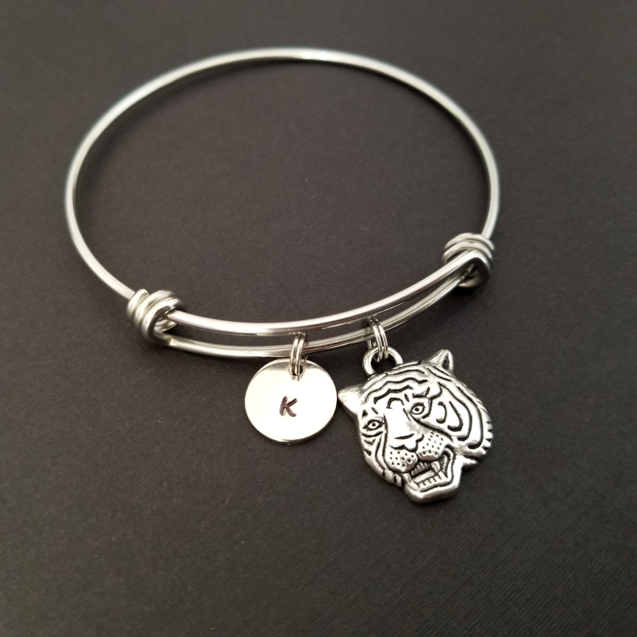 Tiger Bangle Tiger Charm Bracelet Adjustable Bangle Etsy UK