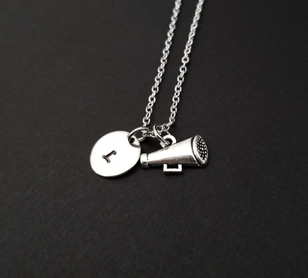 Cheerleader Necklace Cheer Megaphone Necklace Personalized Etsy