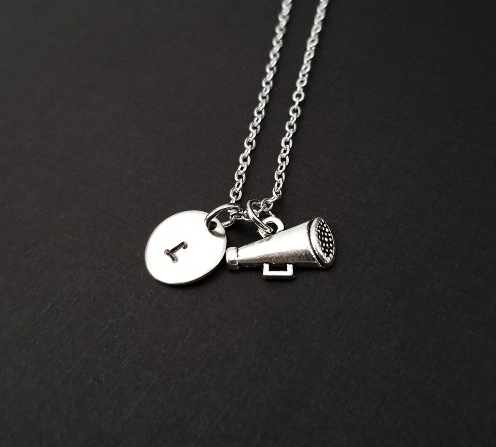 Cheerleader Necklace Cheer Megaphone Necklace Personalized Etsy