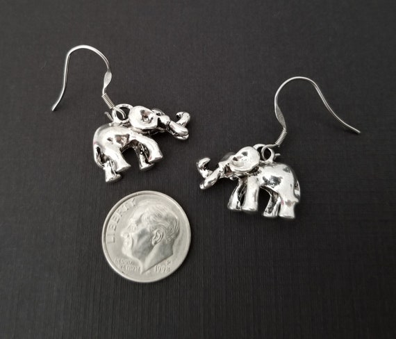 Elephant Earrings 3D Elephant Charm 
