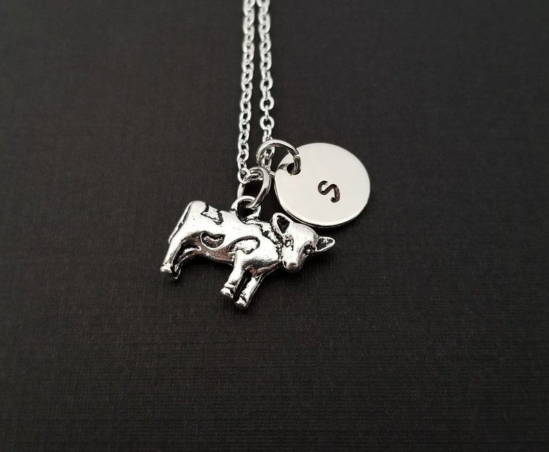Antique Silver Cow Necklace Jersey Cow Charm Pendant Etsy