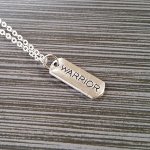 Silver Warrior Necklace Inspirational Necklace Personalized Necklace Custom Gift Inspirational Jewelry Warrior Message Necklace image 3