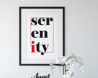 Serenity Red Print: Minimalist Inspirational Wall Art (Digital Download)