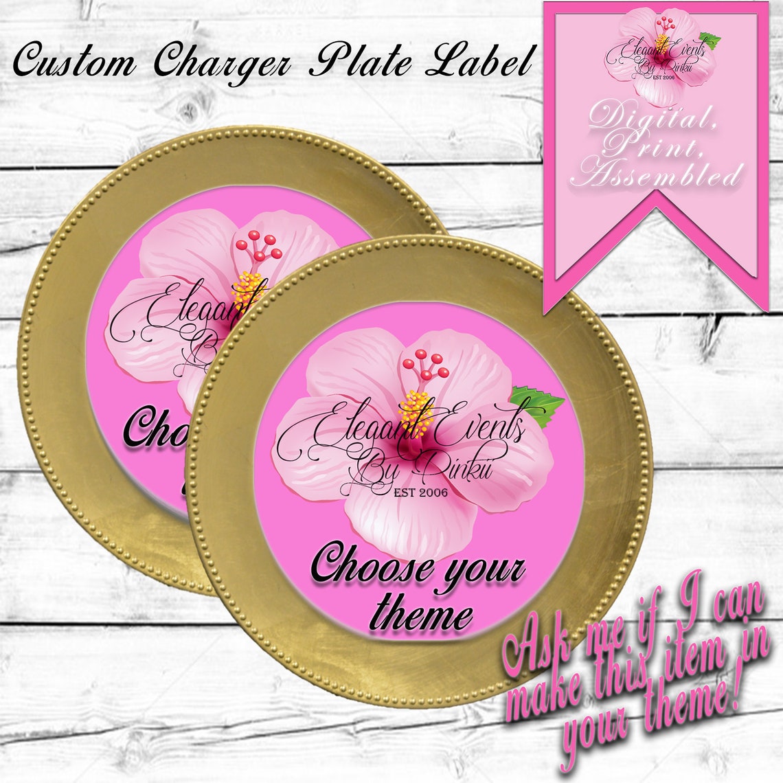 Custom Round Charger Plate Menu Etsy