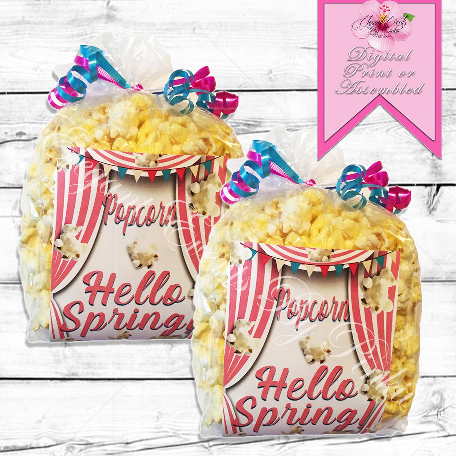 Custom Popcorn Bag Favor Labels Etsy
