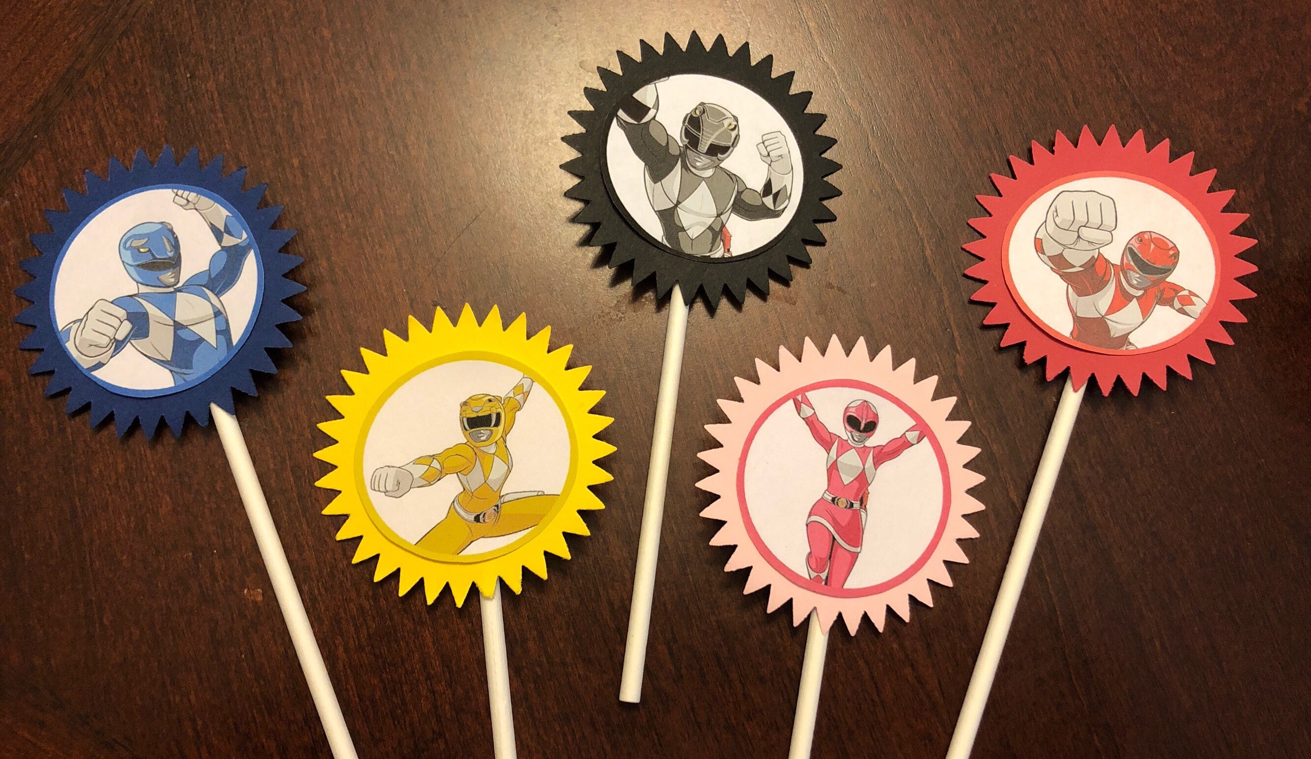 Power Rangers Cupcake Toppers Power Rangers Party Power Etsy