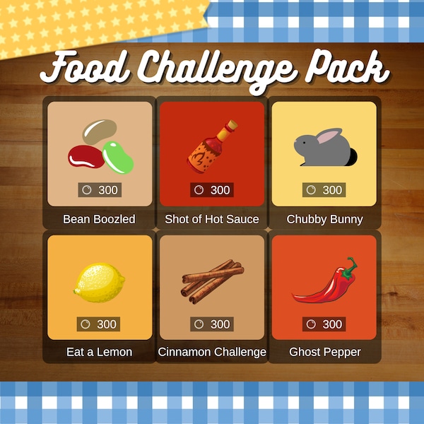 Food Challenge Pack | Channel Points Twitch | Twitch Bundle Package