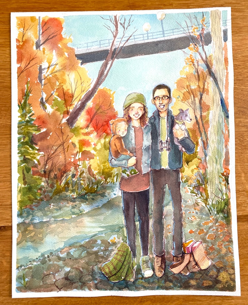 Custom Family Watercolor Portrait, Personalized Watercolor Painting, Custom Illustration, Custom Wall Art image 5