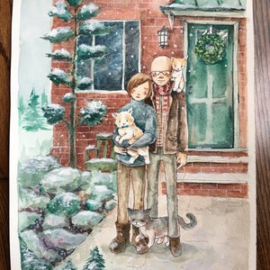 Custom Family Watercolor Portrait, Personalized Watercolor Painting, Custom Illustration, Custom Wall Art image 3