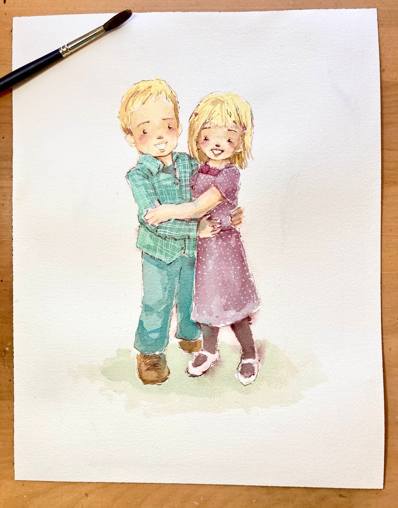 Custom Family Watercolor Portrait, Personalized Watercolor Painting, Custom Illustration, Custom Wall Art image 6