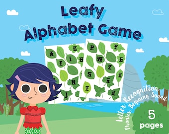 Alphabet, Leafy Letters Game, Preschool, Kindergarten Classroom, home school, Uppercase, Lowercase